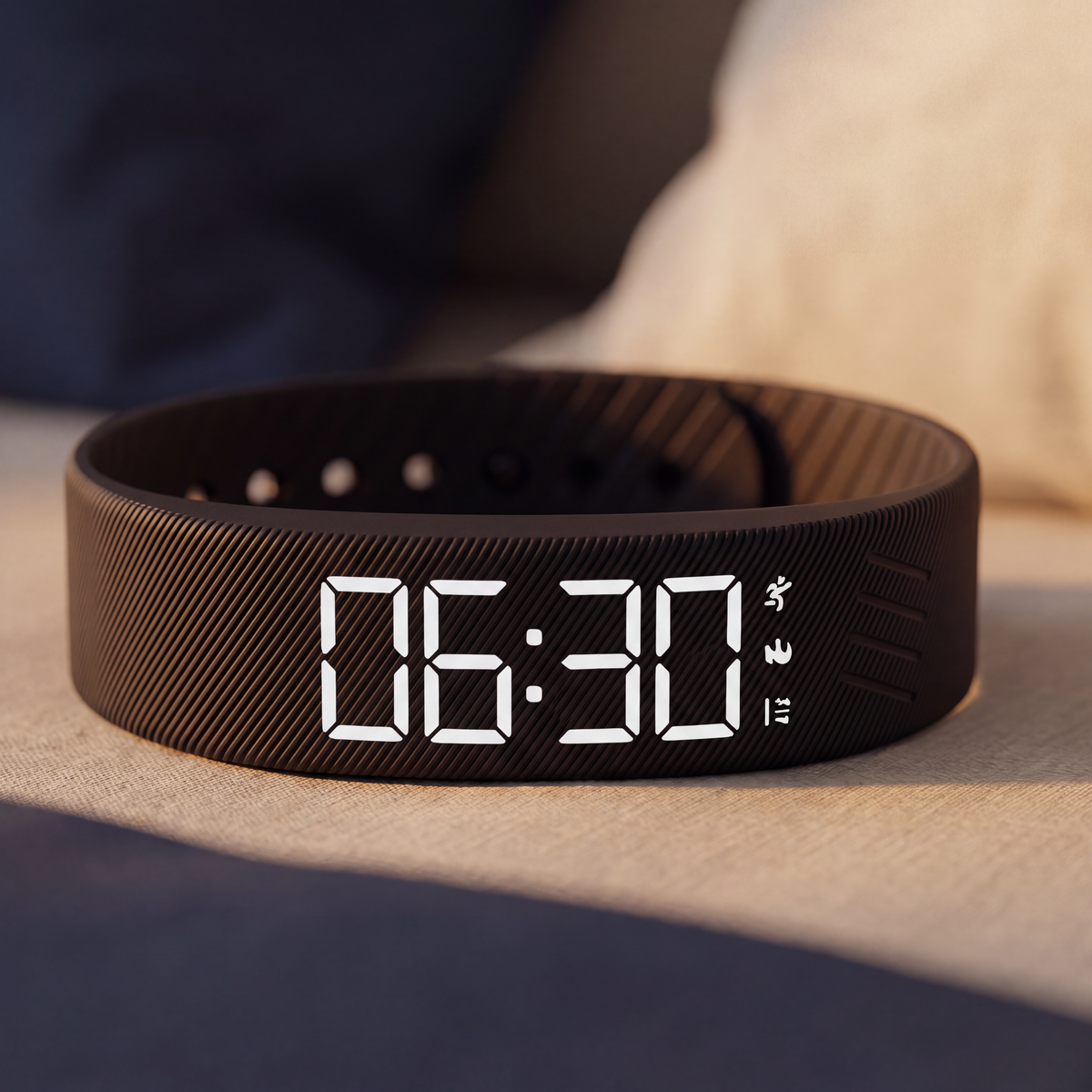 Sotto band close up on a bedside table in morning light
